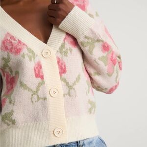Lulu's Pink and Cream Floral Cardigan